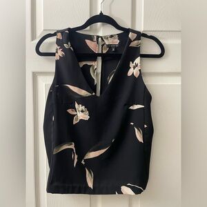 Black Floral Tank Top Blouse